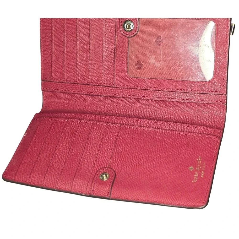 Wallet Kate Spade Pebbled Leather Slim Bifold Womens Orchid Pink